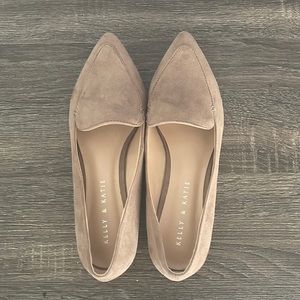 Tan Pointy Toe Suede Flats- Size 7